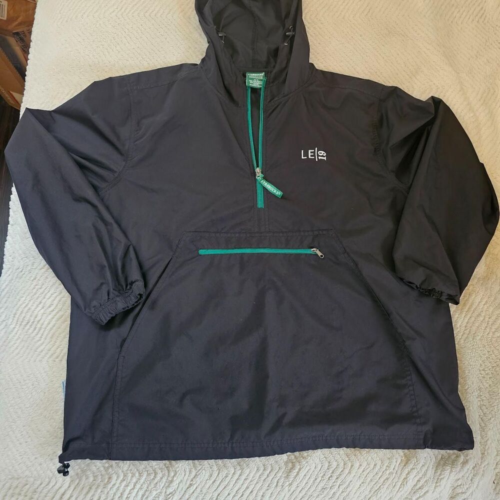 Starbucks Men's Black and Green Jacket